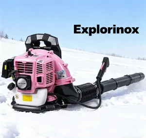 Explorinox Snow blower, 52CC 2-Stroke Backpack Gas Leaf Blower, Gas Blower, Up to 550 CFM, Powerful Clearing, for Lawn Care Yard Dust Debris (Pink)
