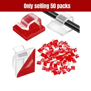 50 PCS Cable Clips, Adhesive Wire Clips Strong Cord Clips Wire Holders, Cable Management Clips for Desk, Wall, Car, TV, Ethernet Cable (Clear, Small),Cable Clips,Under Desk Cable Management,Cable Holder,Cord Clips,Adhesive Cable Clips.