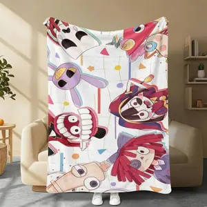 The Amazing Digital Circus blanket Pomni Jax cartoon throw soft cozy fleece for TADC fans bedroom decor gift for gamer anime style bedding