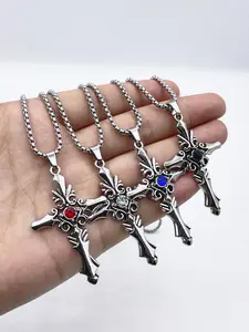 Vintage Cross Pendant Necklace for Men & Women, Cross Chain Design, Fashion Jewelry for Party, Daily Clothing Decor, Trendy All-match & Exquisite Jewelry for Birthday Gift