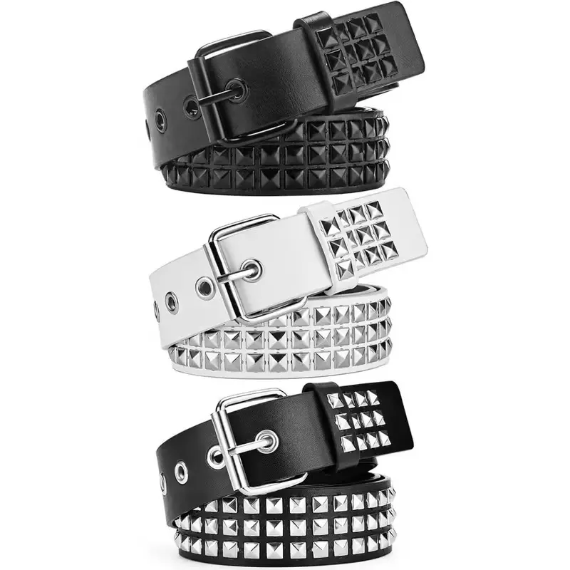 3pcs Studded Belt Y2K Belt Gothic Punk Rock Belts for Women Men Suitable for Matching with Various Clothes Perfect for Everyday Commuting Waist Accessories