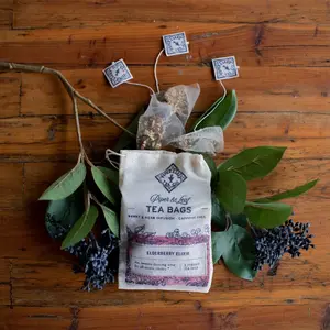 Piper & Leaf Elderberry Elixir 9ct Tea Bags in Muslin - Immune Boosting Tonic for All-Season Vitality - Caffeine Free - Brew at 212 Degrees for 10-15 Minutes