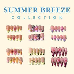 NailPhoria SUMMER BREEZE COLLECTION - SUMMER Handmade Press-On Nails | Reusable, Salon-Quality, Long-Lasting, Glossy Design