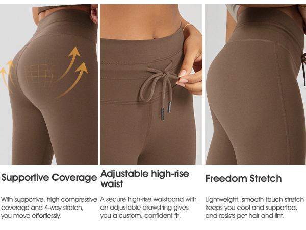 ODODOS Women's Drawstring Tie Daily Leggings 25" / 28" High Waist Workout Yoga Pants