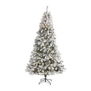 Nearly Natural 8' Flocked Fir Christmas Tree