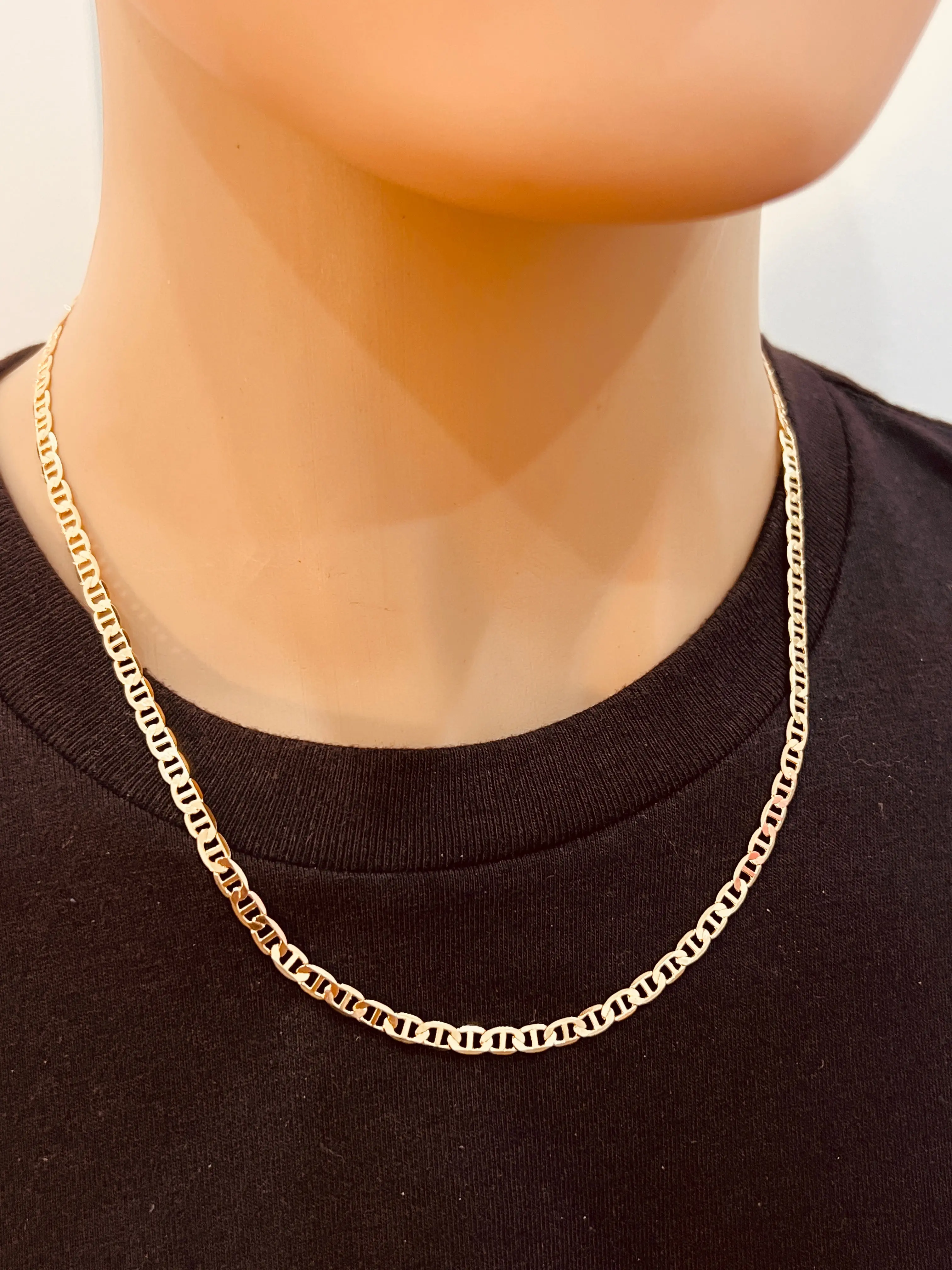 Gold Filled Mariner Chain | 3mm 18kt Gold Chain Necklace in 18"–24" Lengths