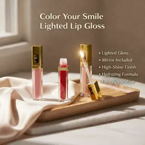 Color Your Smile Lighted Lip Gloss️ With Mirror + Light For High-Shine Hydrating Finish