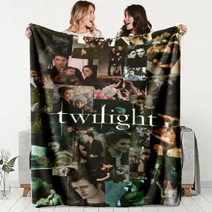 Twilight Pattern Flannel Blanket, Soft Warm Durable Throw for Sofa Office Bed Camping Travel, Ideal Holiday Gift