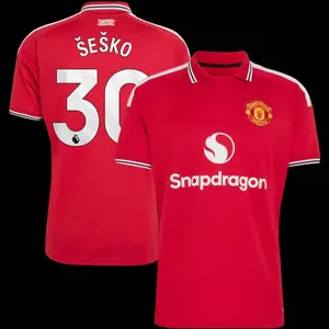 Unisex Soccer/Football Champions Language Manchester United Club  Šeško 30 Premier League 2026/27 Home Replica Jersey - Red