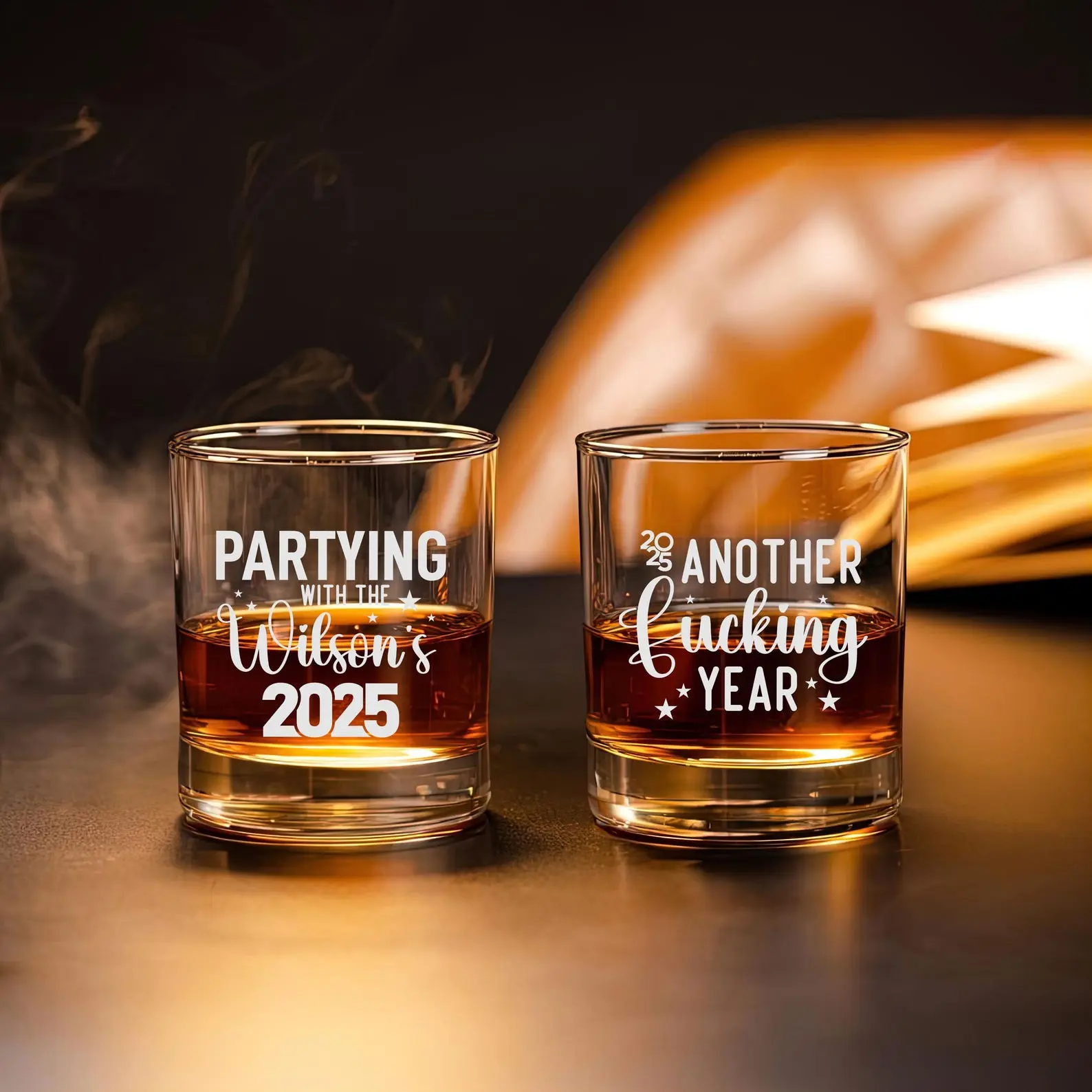 Personalized Happy Holiday Christmas Whisky Glasses High quality laser engraved whiskey glasses, Personalize your name or handwriting Gifts for couples, Home Decor & Gifts, Funny gift for men and women, Drinkware.