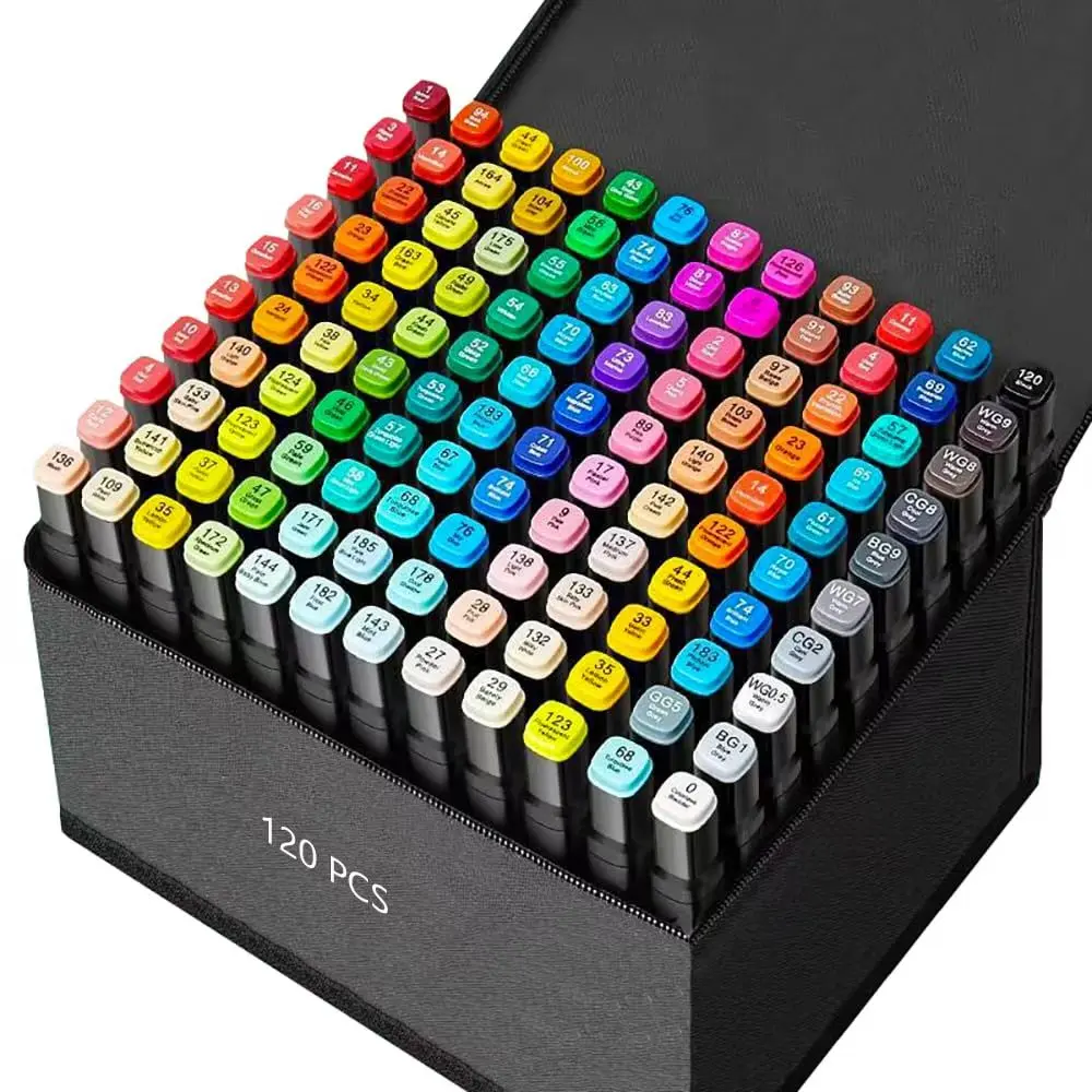 Alcohol Markers, Art Marker Pens, 120/80/60 Colors Dual Tip Fine & Broad Drawing Markers Set, Art Supplies, Drawing Tools, Markers for Students Adults Coloring Artists Drawing Sketching Card Making, Christmas & New Year Gift