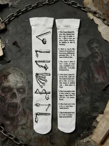 Y2K Style Cosplay Cute Socks Kawaii Emo Girl Hip Hop Gothic Letter Print Knee High Stockings, Original Streetwear Fashion