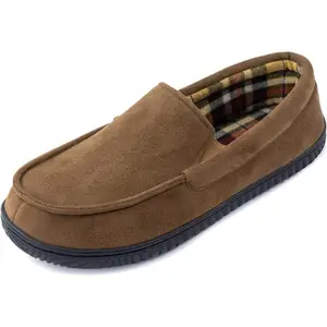 RockDove Men's Flannel Lined Memory Foam Loafer Slipper, Size 9 US Men, Coffee