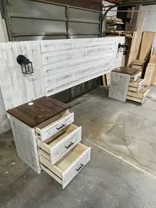 The Stanton - Two nightstands and headboard with hidden compartments and lamps