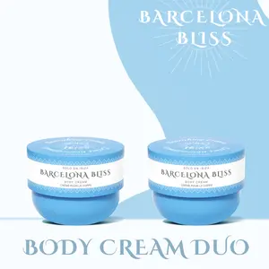 Solo En Ibiza Barcelona Bliss Body Cream 2 Pcs 8oz Vegan Cruelty-Free Lightweight Fast-Absorbing Daily Moisturizer with Blackcurrant Amber Vanilla Scent