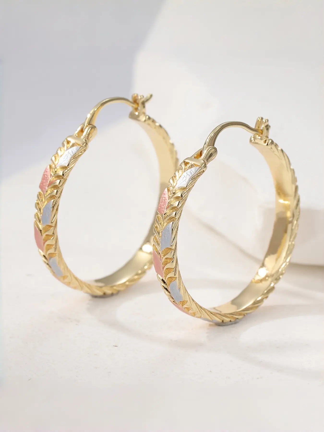 1 Pair of Retro and Simple Hand-carved Printed Round Earrings, Ear Hoops, Fashion Jewelry, Suitable for Daily Wear and Vacation, A Perfect Gift for The Perfect Her, Hoop Earrings, Summer Dainty Jewelry