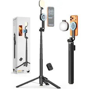 Tripod for  & Android with Light,69" Extendable Selfie Stick for Magsafe,Auto-Open Phone Stand w/ Selfie Light,Remote,Vlogging Kit for Video Recording(MPT-04)