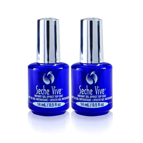 Seche Vive Premium Gel Effect Top Coat, 2-Pack (0.5 fl oz/14 mL Bottle Each) - Gel Polishing, Glossy, Youth-Friendly, Easy Final Layer, No Harmful Additives, Daily Elegance, Nail Care Supplies, Beauty & Personal Care