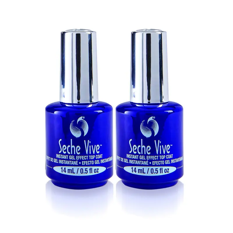 Seche Vive Premium Gel Effect Top Coat, 2-Pack (0.5 fl oz/14 mL Bottle Each) - Gel Polishing, Glossy, Youth-Friendly, Easy Final Layer, No Harmful Additives, Daily Elegance, Nail Care Supplies, Beauty & Personal Care