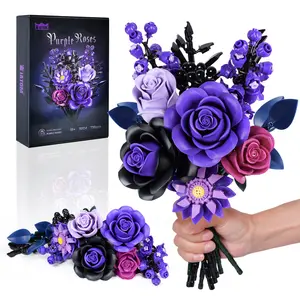 Supreowls DIY Purple Flower Bouquet Brick Set – Elegant Mother’s Day Gift for Mom, Artistic Building Kit for Adults, Romantic Home Decor