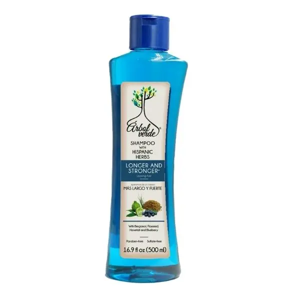 Arbol Verde Natural Longer & Stronger Hair Shampoo 16.9oz Plant-Based Formula Supports Growth Strengthens Strands Reduces Breakage Nourishes Scalp Sulfate-Free with Bergamot
