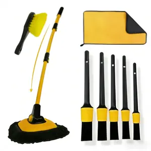 15° Curved  Wash Brush 43" Telescopic Aluminum Handle, Soft Chenille Head, Scratch-Free Cleaning Mop for  RV Truck BoatProdction Car