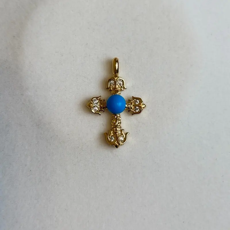 S925 Sterling Silver Blue Turquoise Cross Necklaces