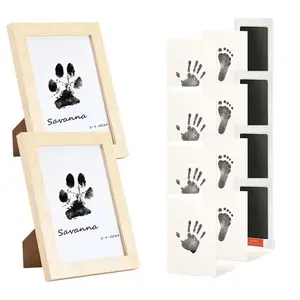 4-Pcs Paw Print Kit + 2 Photo Frames, Mess-Free Paw Print Ink Pad for Dogs & Cats,  Clean Touch Ink Pad, Dog Paw And Nose Print Kit, Keepsake Gift For Pet Dogs And Cats, Memorial Gift For Pets,Pet Paw Print Memory Keepsake imprint card