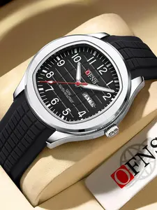 Men's Sporty Quartz Watch, Analog Display, Round Dial, Waterproof, Zinc Alloy Case, Clasp Closure, All Seasons Wear, Fashionable Waterproof Watch