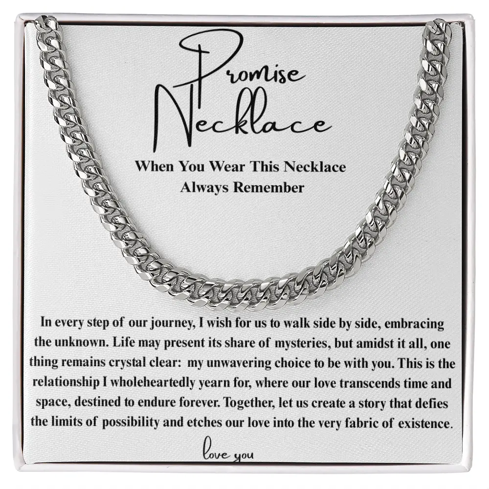 Promise Necklace – Unbreakable Bond Cuban Link Chain, Custom Jewelry Gift for Boyfriend, Husband, Anniversary, Couple, Him