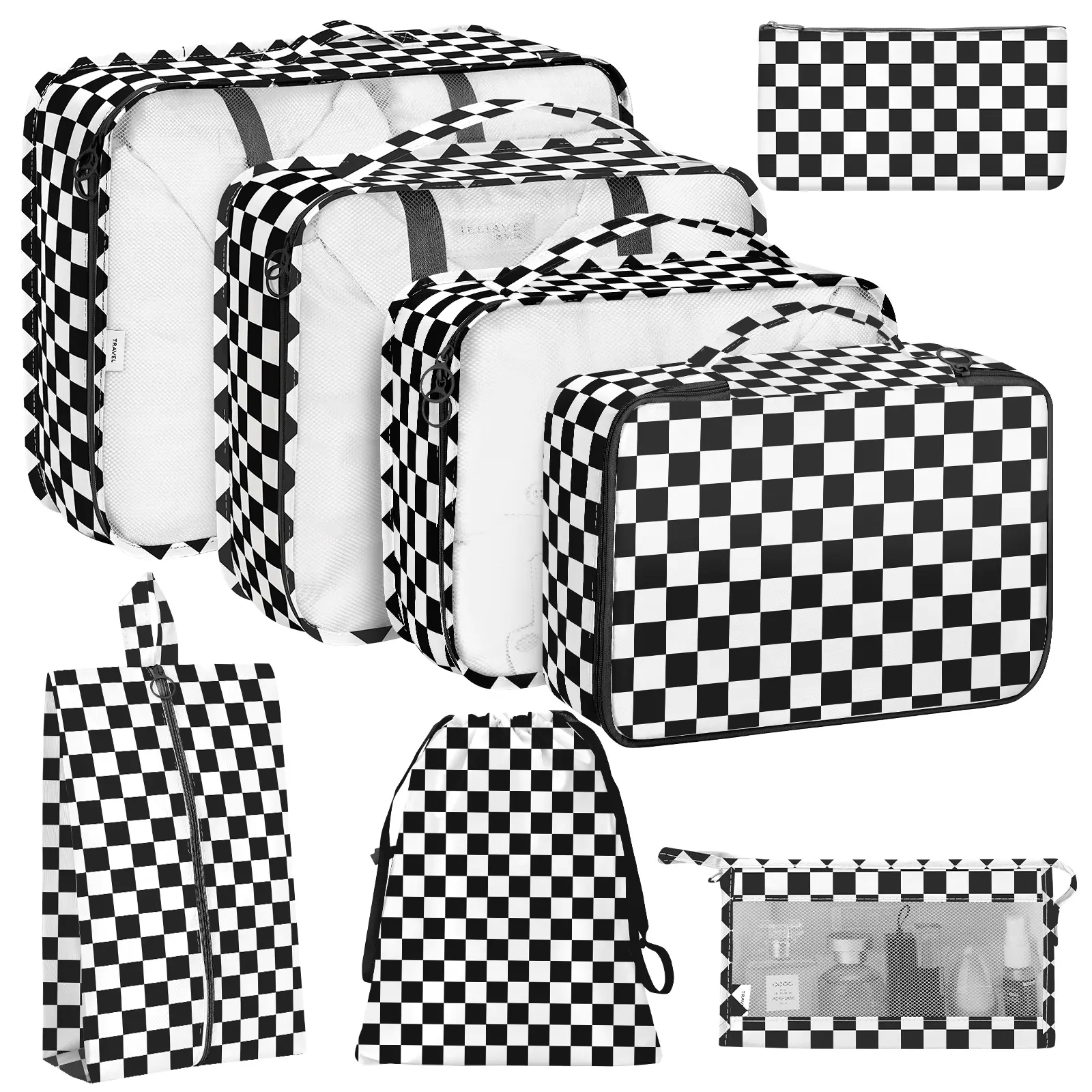 8 Set Packing Cubes for Suitcases, Packing Cube with Shoe, Cosmetics, Clothing, and Accessories Bags Packing Cubes for Travel Luggage Organizer Women Men，Great Back-to-School Travel Accessory, Travel Organization Pouch, Travel Essentials