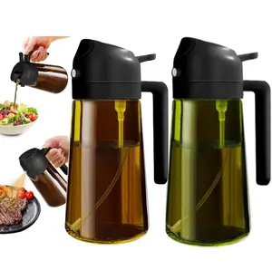 2 Count 2 in 1 Oil Sprayer for Cooking 16oz/470ml Light-Blocking Dark , Olive Oil Dispenser Bottle for cooking, grilling Organiser Tin Canister Kitchen Gadgets Kitchenware
