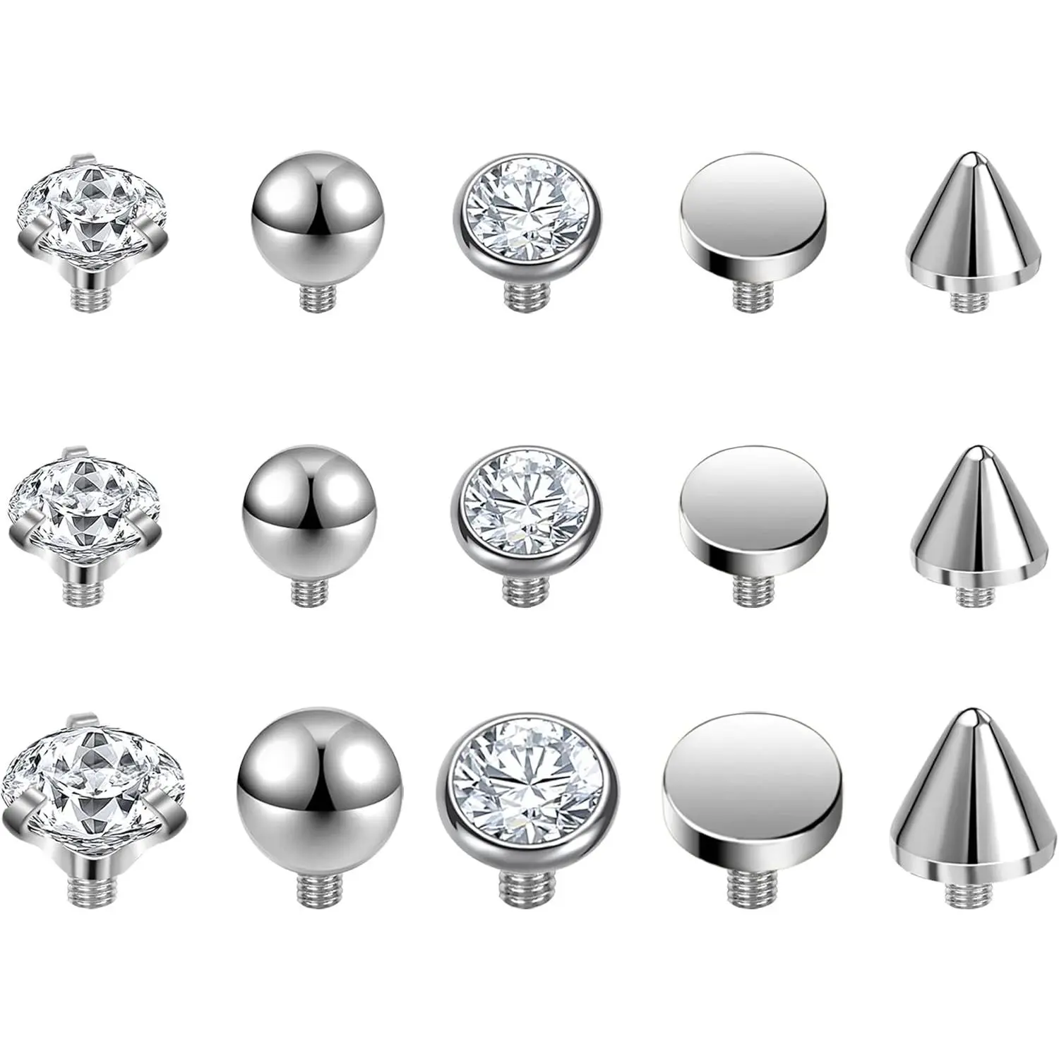 20Pcs-CZ Tops Style-2.5/3/4mm