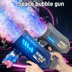 Automatic Space Bubble Gun, Glowing Handheld Bubble Shooter, Electric Toy Bubble Gun, Ten-Hole Continuous Bubbles, Dream Lights, One-Button Start, Bubble Machine
