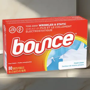 Bounce Dryer Sheets Fresh Linen 80ct - Fabric Softener Sheets, Fresh Linen Scent, 80ct, Anti-Static, for Laundry, Value Pack