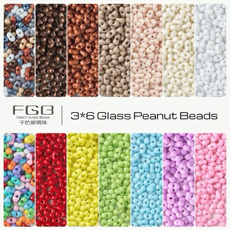 FGB Glass Pe 3x6 Glass Peanut Beads in Assorted Colors for Crafting and Jewelry Making - Multicolor 1 tube/appx 10g