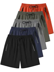 5-Pack Men's Shorts, Summer Gym Shorts, Outdoor Casual Shorts, Fitted Solid Pattern, Ideal for Active Lifestyle