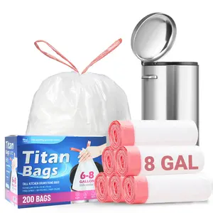 8 GALLON TRASH BAGS, 20IN X 22IN X 18MIC, 200 COUNT – STRONG DRAWSSTRING, LEAK-RESISTANT, IDEAL FOR HOME, OFFICE AND BATHROOM USE