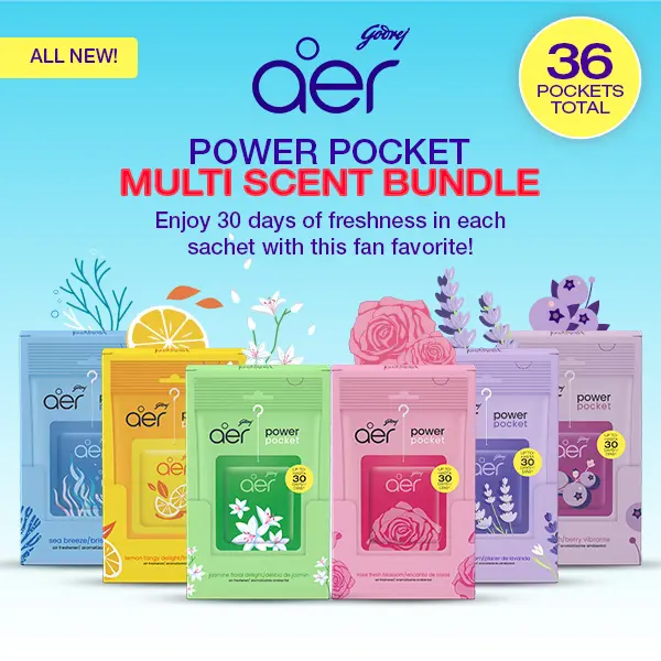 Aer Power Pocket Mono Carton Bundle - Sea breeze + Tangy + Jasmine + Rose + Lavender + Berry - 6x6 (36 units total)