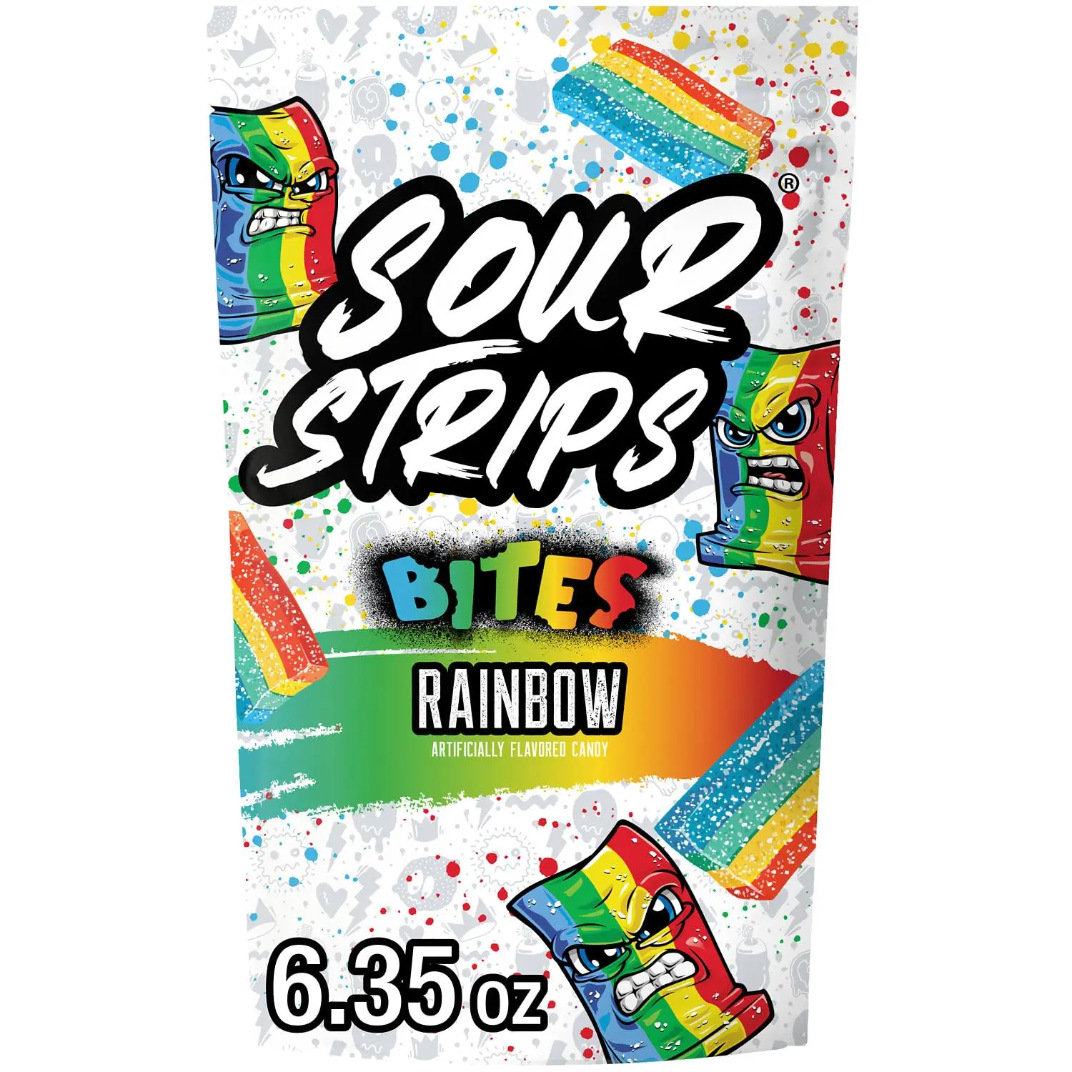 SOUR STRIPS Bites Rainbow Flavored Chewy Candy Bag, 6.35 oz