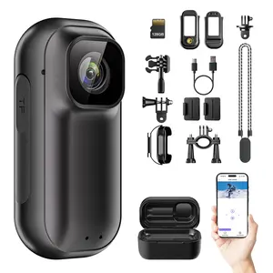 128GB 4K Thumb Action Camera, Thumb POV Portable Body Cam, Tiny Size, Hands Free, Mount Anywhere Magnetic Sport DV, Bike Cycling, Pet, Vlogging Card Water Proof