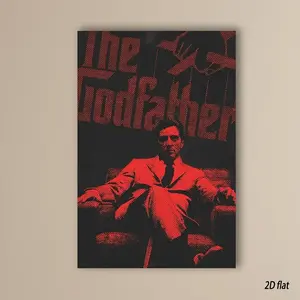 The Godfather Red Black Mafia Poster Vintage Crime Movie Wall Art Canvas