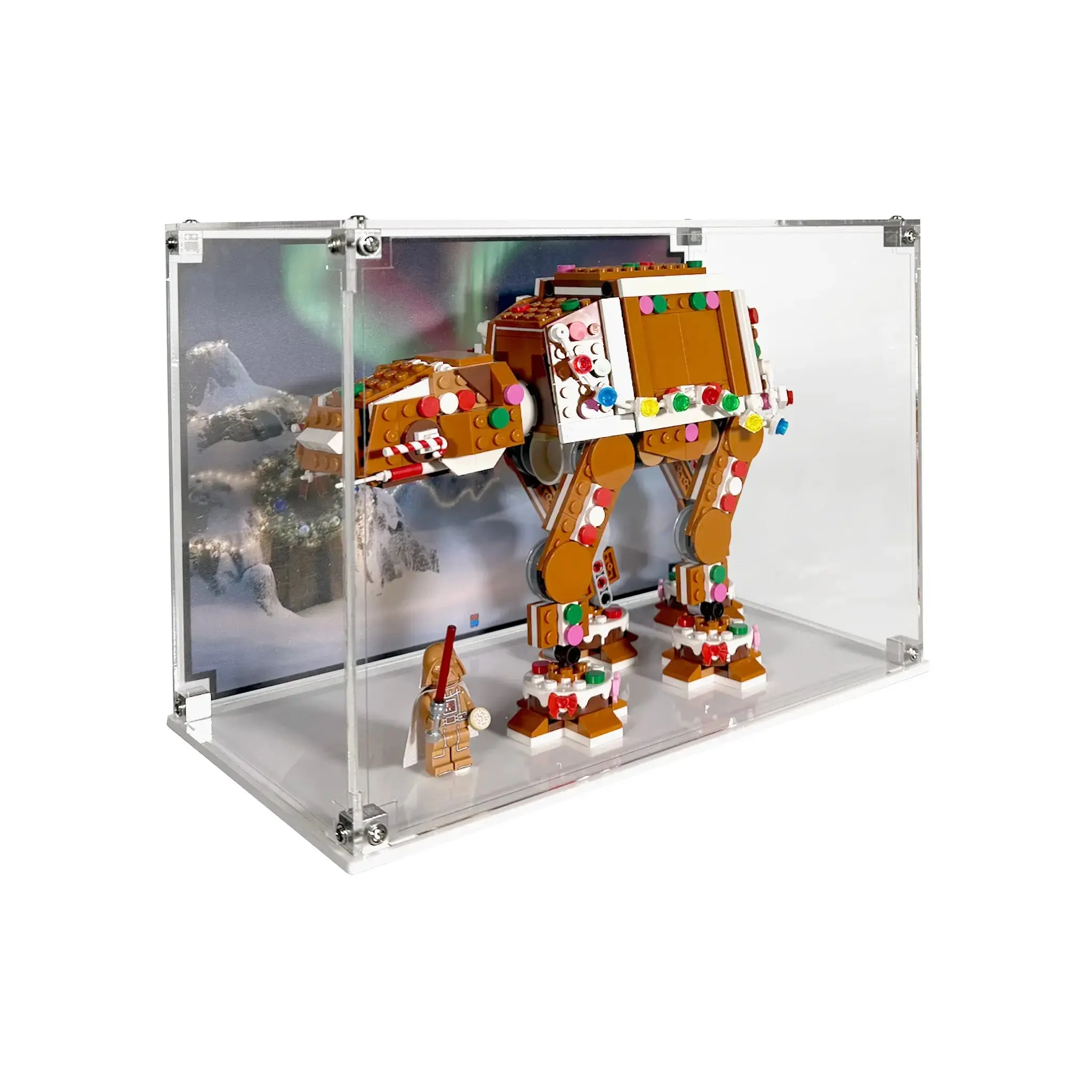 Acrylic Display Case UV Print Compatible with LEGO® 40806 Gingerbread AT-AT Walker - Set Not Included