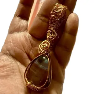 Hand Made Wire Wrap Heating Crystal Pendent - Unique Design Jewelry Piece