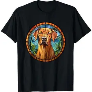 Rhodesian Ridgeback Dog Stained Glass Leadlight Artistic T-Shirt