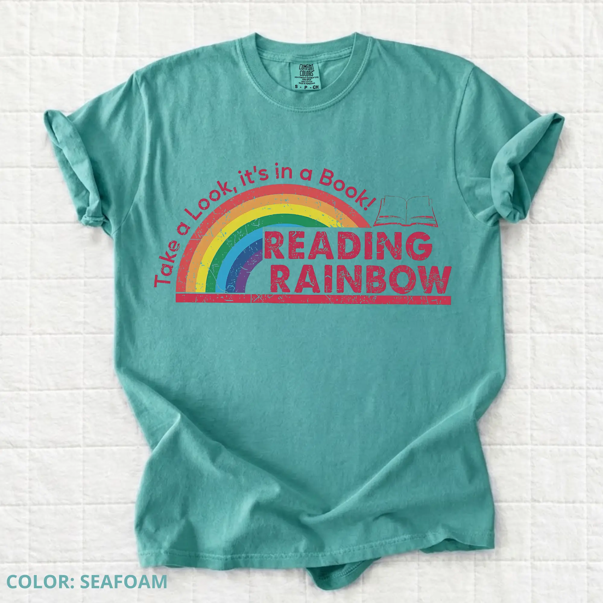 Comfort Colors Reading Rainbow Shirt, Book Lover Graphic Tee, Funny Bookish T-Shirt, Librarian Gift Top, Book Lover Shirt for Women