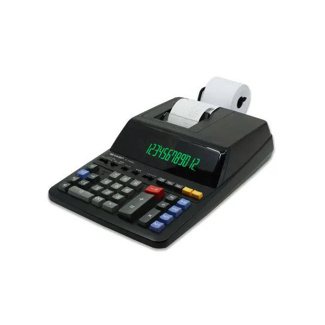 Sharp 12-Digit Financial Printing Calculator - Portable 3.7 lps Ribbon Printer Accounting Supply with Bright Easy-to-Read Large Fluorescent Display, 4-Key Memory, Built-in Clock and Calendar, Item Count, Bright, Easy-To-Read Display