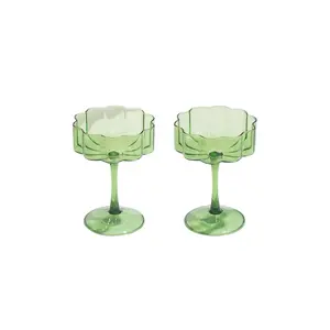 Fazeek Wave Coupe Glasses Set of 2 in Green