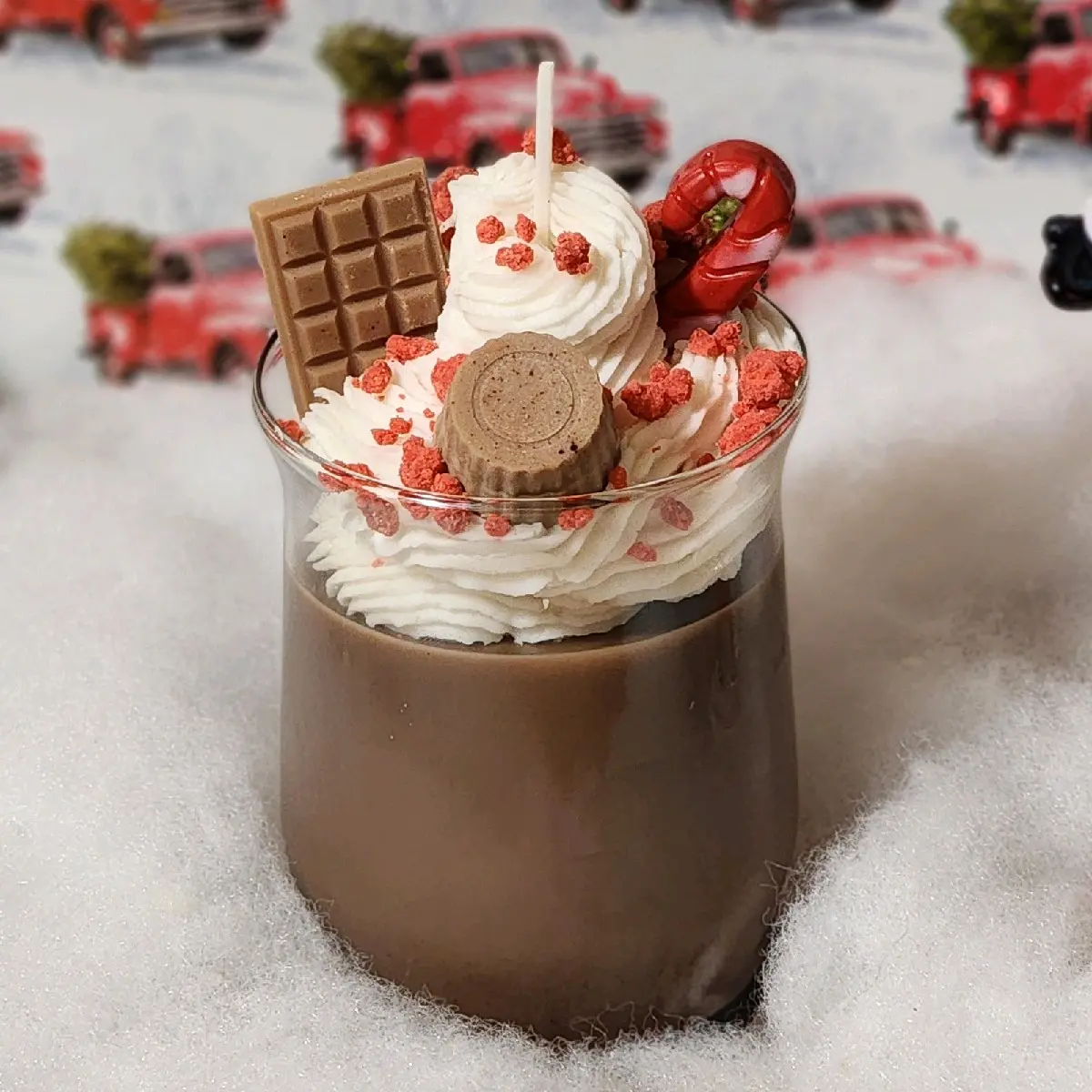 10 oz Peppermint Mocha Hot Chocolate Candle - Festive Christmas Decor - Ornaments Decoration Gift Aroma Scent Scented holiday candle Warm Winter first valentine making Soy