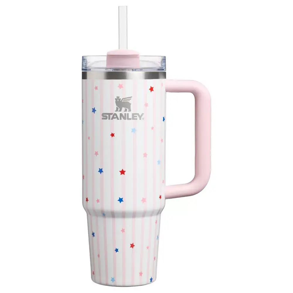 Stanley 30 oz Stainless Steel H2.0 FlowState Quencher Tumbler Pink Starry Stripes